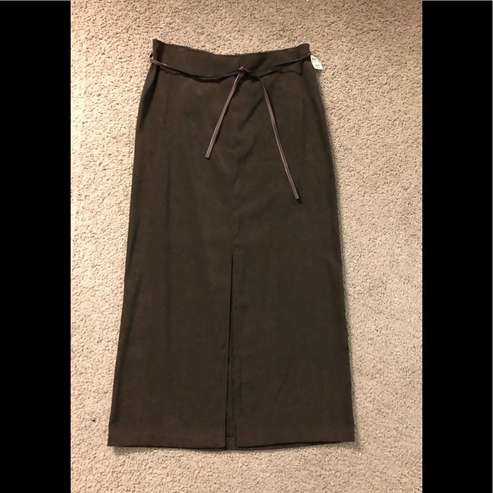 RAG Maxi Skirt Sz 10 New with Tags Slit Front  tie brown